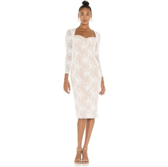ELLIATT X REVOLVE Bottlebrush White Lace Long Sleeve Dress Size Small - Picture 1 of 9